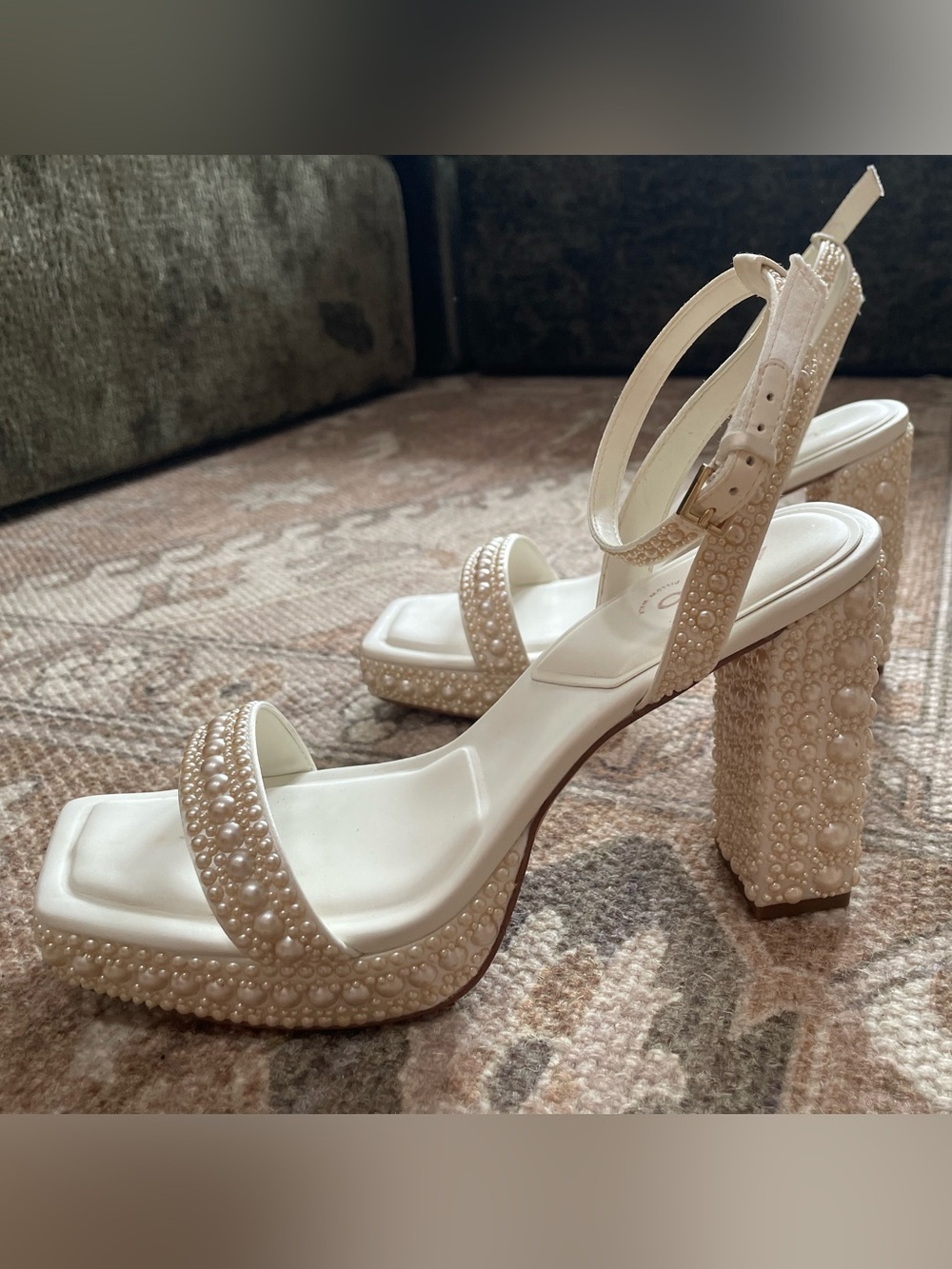 Bridal - Aldo - size 9- Pearl-Embellished Ivory Block Heel